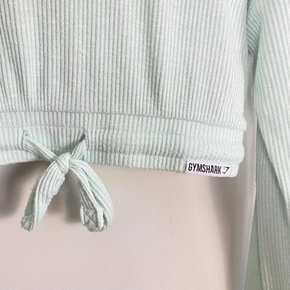 Gymshark Green Ribbed Cropped Long Sleeve Top - Picture 5 of 10
